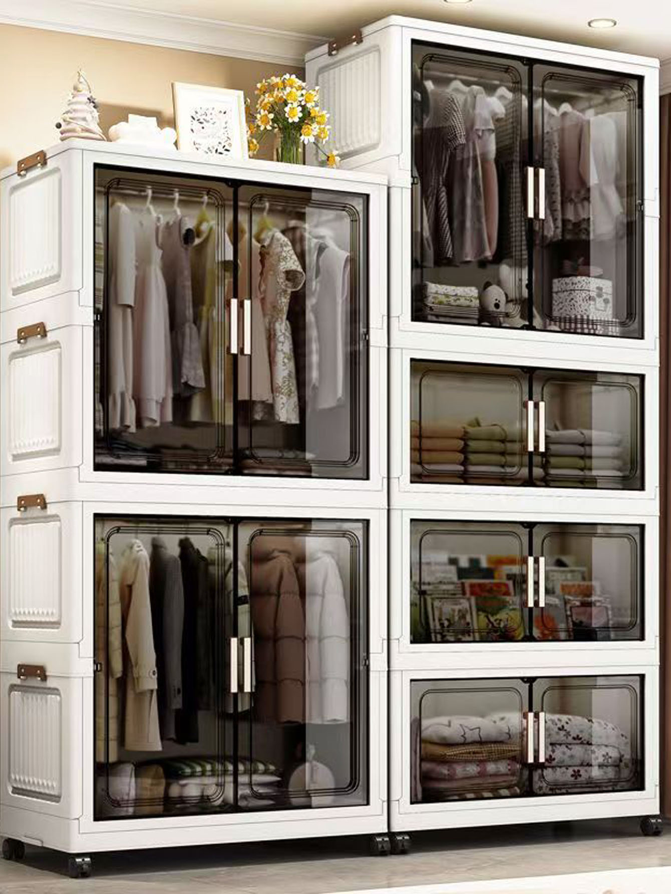 Baby Clothing Cupboard - خزانة تخزين قابلة للطي سميكة، خزانة